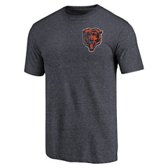 Chicago Bears Primary Logo Left Chest Distressed Tri-Blend T-Shirt Heathered Navy - NFL