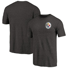 Pittsburgh Steelers Primary Logo Left Chest Distressed Tri-Blend T-Shirt Heathered Black - NFL