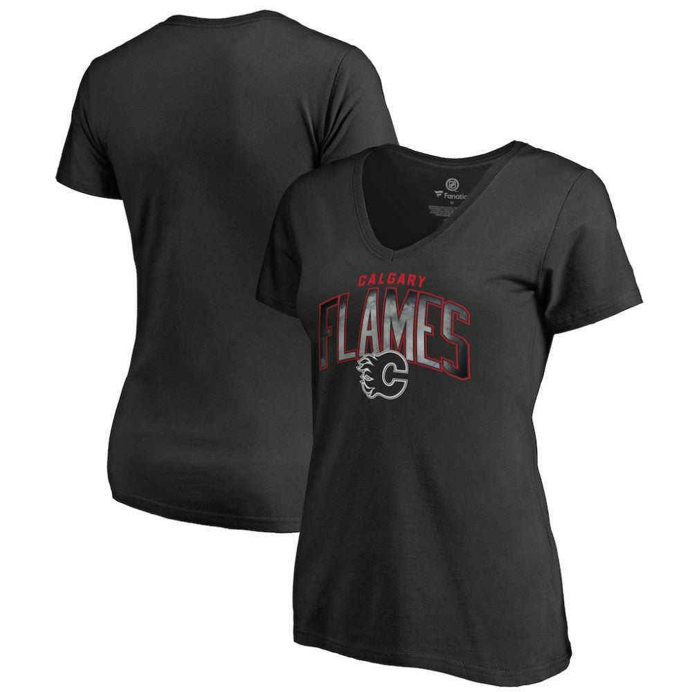 Calgary Flames - Women's Arch Smoke V-Neck T-Shirt Black