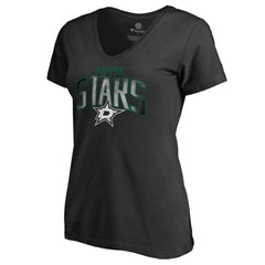 Dallas Stars - Women's Arch Smoke V-Neck T-Shirt Black