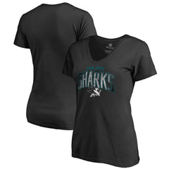 San Jose Sharks - Women's Arch Smoke V-Neck T-Shirt Black