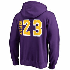 NBA - LeBron James Los Angeles Lakers Sidesweep Name & Number Pullover Hoodie - Purple