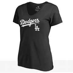 Los Angeles Dodgers Women's Team Lockup V-Neck T-Shirt Online