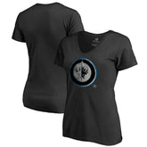 Winnipeg Jets - Women's Core Smoke V-Neck T-Shirt Black