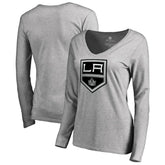 Los Angeles Kings - Women's Team Alternate Long Sleeve V-Neck T-Shirt Heather Gray
