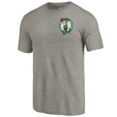 NBA - Boston Celtics Primary Logo Left Chest Distressed Tri-Blend T-Shirt - Gray