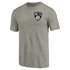 NBA - Brooklyn Nets Primary Logo Left Chest Distressed Tri-Blend T-Shirt - Gray
