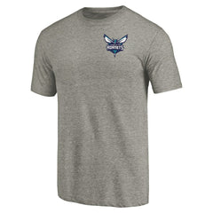 NBA - Charlotte Hornets Primary Logo Left Chest Distressed Tri-Blend T-Shirt - Gray