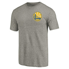 NBA - Golden State Warriors Primary Logo Left Chest Distressed Tri-Blend T-Shirt - Gray