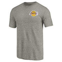 NBA - Los Angeles Lakers Primary Logo Left Chest Distressed Tri-Blend T-Shirt - Gray