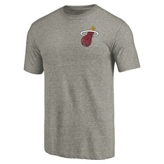 NBA - Miami Heat Primary Logo Left Chest Distressed Tri-Blend T-Shirt - Gray
