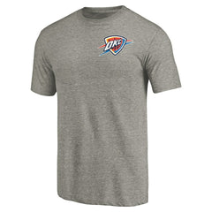 NBA - Oklahoma City Thunder Primary Logo Left Chest Distressed Tri-Blend T-Shirt - Gray