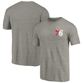NBA - Philadelphia 76ers Primary Logo Left Chest Distressed Tri-Blend T-Shirt - Gray