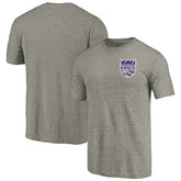 NBA - Sacramento Kings Primary Logo Left Chest Distressed Tri-Blend T-Shirt - Gray