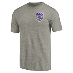 NBA - Sacramento Kings Primary Logo Left Chest Distressed Tri-Blend T-Shirt - Gray