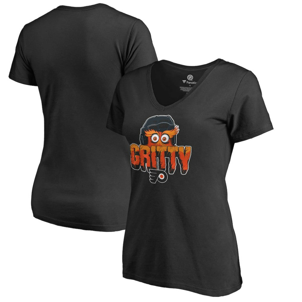 Philadelphia Flyers - Women's Go Gritty V-Neck T-Shirt Black