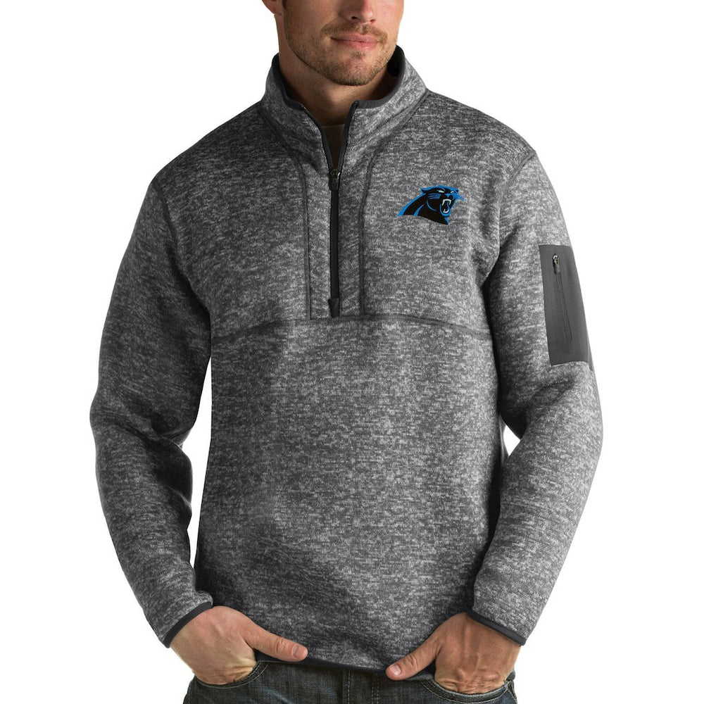 Carolina Panthers Antigua Fortune Quarter-Zip Pullover Jacket Charcoal - NFL