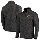 Chicago Bears Antigua Fortune Quarter-Zip Pullover Jacket Heather Black - NFL