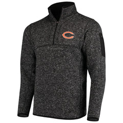 Chicago Bears Antigua Fortune Quarter-Zip Pullover Jacket Heather Black - NFL