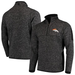 Denver Broncos Antigua Fortune Quarter-Zip Pullover Jacket Heather Black - NFL
