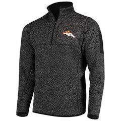 Denver Broncos Antigua Fortune Quarter-Zip Pullover Jacket Heather Black - NFL