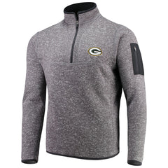 Green Bay Packers Antigua Fortune Quarter-Zip Pullover Jacket Charcoal - NFL