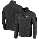 Green Bay Packers Antigua Fortune Quarter-Zip Pullover Jacket Heather Black - NFL