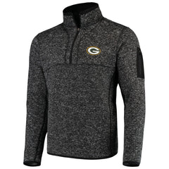 Green Bay Packers Antigua Fortune Quarter-Zip Pullover Jacket Heather Black - NFL