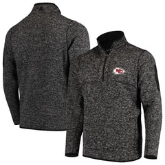 Kansas City Chiefs Antigua Fortune Quarter-Zip Pullover Jacket Heather Black - NFL