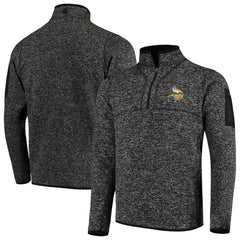 Minnesota Vikings Antigua Fortune Quarter-Zip Pullover Jacket Heather Black - NFL