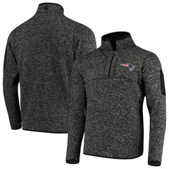New England Patriots Antigua Fortune Quarter-Zip Pullover Jacket Heather Black - NFL