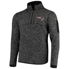 New England Patriots Antigua Fortune Quarter-Zip Pullover Jacket Heather Black - NFL