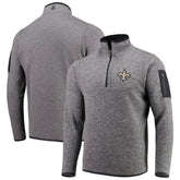 New Orleans Saints Antigua Fortune Quarter-Zip Pullover Jacket Charcoal - NFL