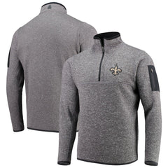 New Orleans Saints Antigua Fortune Quarter-Zip Pullover Jacket Charcoal - NFL