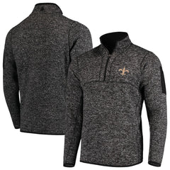 New Orleans Saints Antigua Fortune Quarter-Zip Pullover Jacket Heather Black - NFL