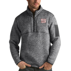 New York Giants Antigua Fortune Quarter-Zip Pullover Jacket Charcoal - NFL