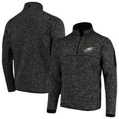 Philadelphia Eagles Antigua Fortune Quarter-Zip Pullover Jacket Heather Black - NFL