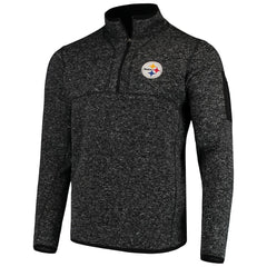 Pittsburgh Steelers Antigua Fortune Quarter-Zip Pullover Jacket Heather Black - NFL