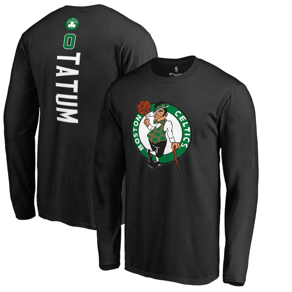NBA - Jayson Tatum Boston Celtics Team Backer Name & Number Long Sleeve T-Shirt - Black