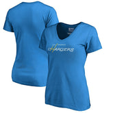 Los Angeles Chargers Women's Multi Color Vintage Logo V-Neck T-Shirt Powder Blue - NFL