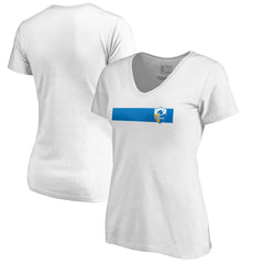Los Angeles Chargers Women's Vintage Rugby Stripe V-Neck T-Shirt White - NFL