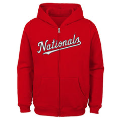 Washington Nationals Youth Team Color Wordmark Full-Zip Hoodie Lifestyle