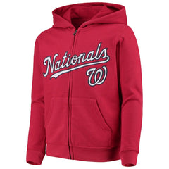 Washington Nationals Youth Team Color Wordmark Full-Zip Hoodie Lifestyle