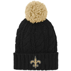 New Orleans Saints Girls Youth Team Cable Cuffed Knit Hat with Pom Black - NFL