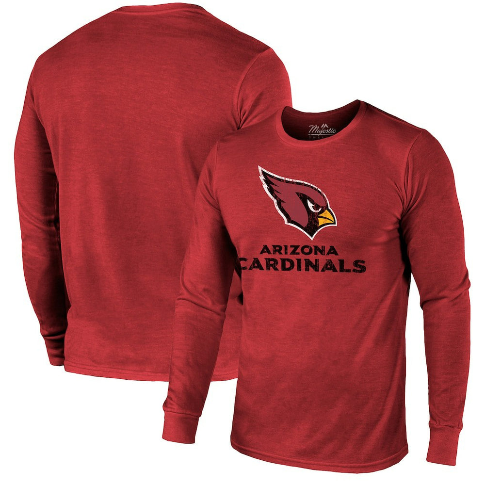 Arizona Cardinals Majestic Threads Lockup Tri-Blend Long Sleeve T-Shirt Cardinal - NFL