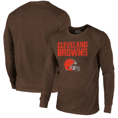 Cleveland Browns Majestic Threads Lockup Tri-Blend Long Sleeve T-Shirt Brown - NFL