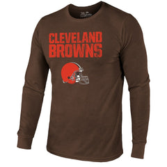 Cleveland Browns Majestic Threads Lockup Tri-Blend Long Sleeve T-Shirt Brown - NFL