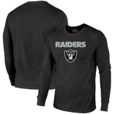 Las Vegas Raiders Majestic Threads Lockup Tri-Blend Long Sleeve T-Shirt Black - NFL