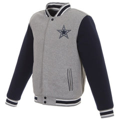 Dallas Cowboys JH Design Reversible Two Tone Fleece Jacket Gray/Navy - NFL