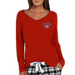 Montreal Canadiens - Concepts Sport Women's Marathon Knit Long Sleeve V-Neck Top Red
